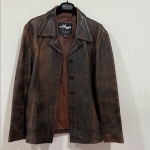Women’s Wilsons Leather Maxima Distressed Brown Leather Jacket M